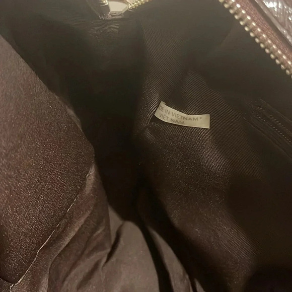 Coach - Signature Stripe Nancy Satchel Handbag 28505 - Khaki Brown Mahogany - Picture 6 of 15